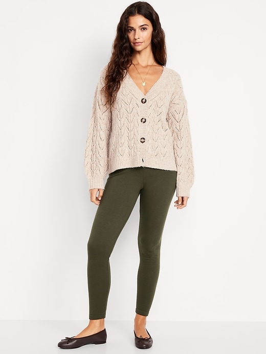 Image number 1 showing, High-Waisted Fleece-Lined Ankle Leggings