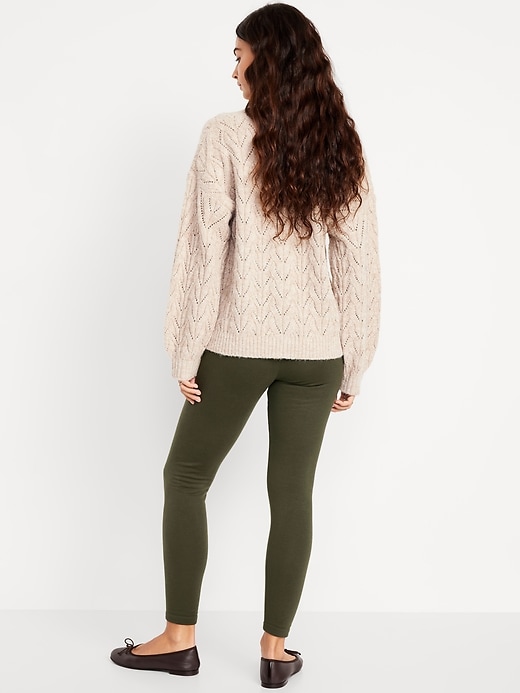 Image number 2 showing, High-Waisted Fleece-Lined Ankle Leggings