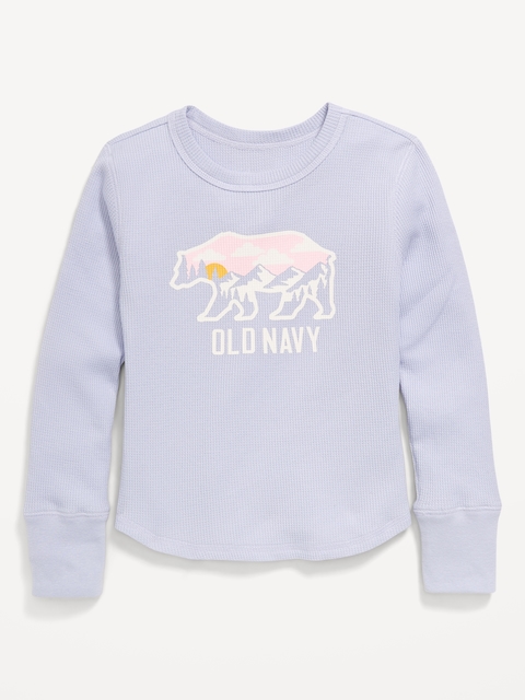 Long-Sleeve Logo Graphic Thermal-Knit T-Shirt for Girls - Glitter Bug