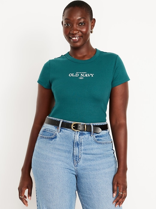 L'image numéro 5 présente T-shirt moulant à logo imprimé