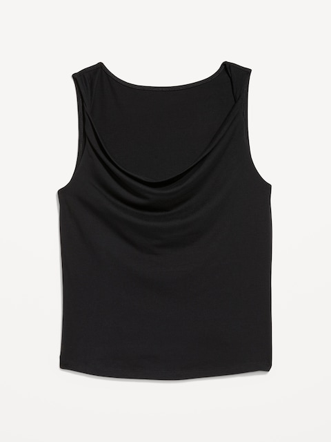 Cowl-Neck Twist-Strap Top - Black Jack