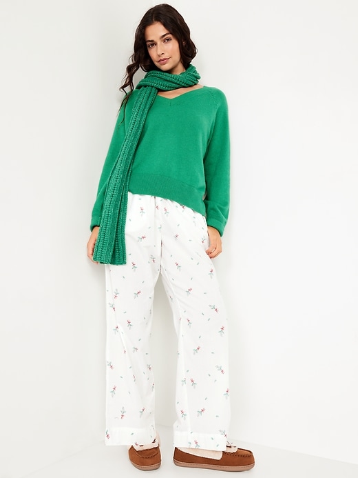Image number 3 showing, High-Waisted Poplin Pajama Pant