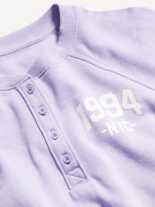 Image number 5 showing, SoComfy Oversized Button-Front Graphic Sweatshirt