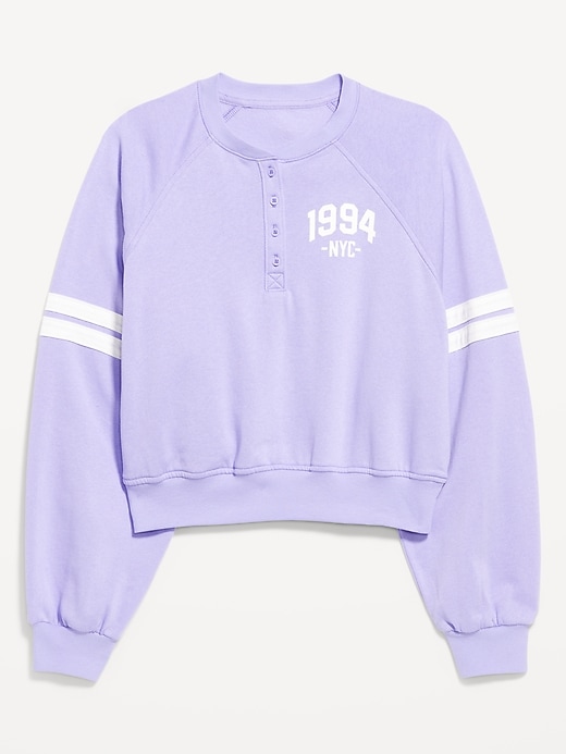 Image number 4 showing, SoComfy Oversized Button-Front Graphic Sweatshirt
