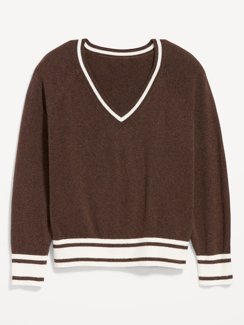 SoSoft Loose V-Neck Sweater - Earthen/Cream