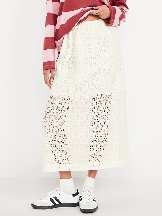 Image number 2 showing, High-Waisted Lace Midi Skirt
