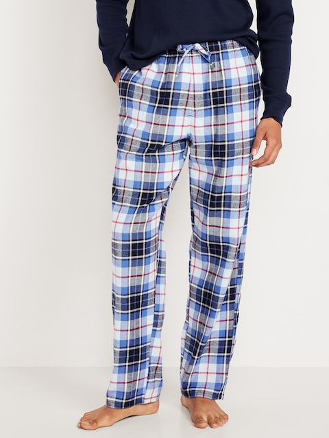 Flannel Pajama Pants for Men - Blue Plaid