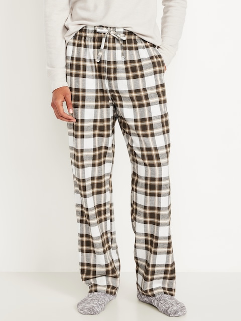 Flannel Pajama Pants for Men - Olive Plaid