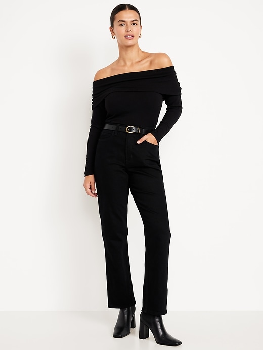 Image number 5 showing, Extra High-Waisted Straight Jeans
