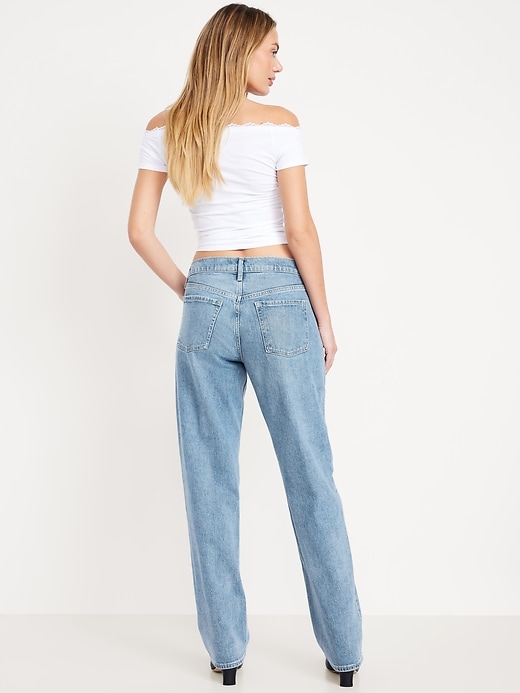 L'image numéro 3 présente Jean coupe droite détendue à taille basse moyenne