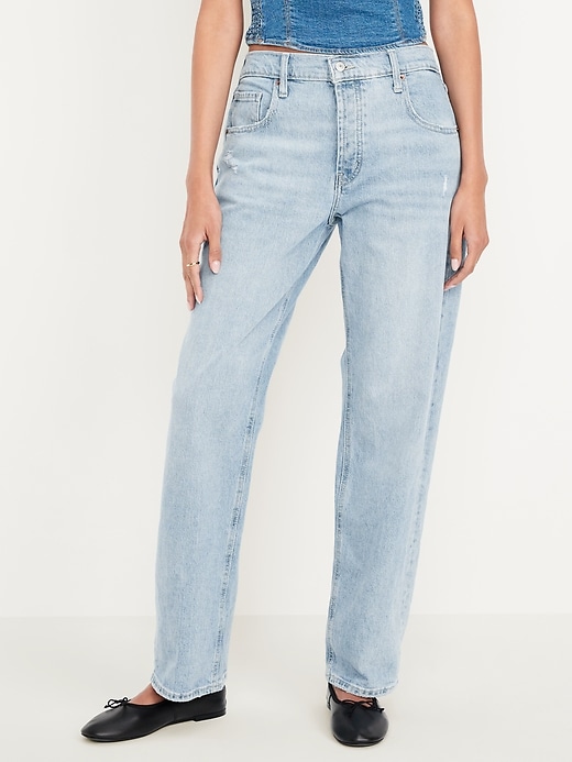 L'image numéro 2 présente Jean coupe droite détendue à taille basse moyenne