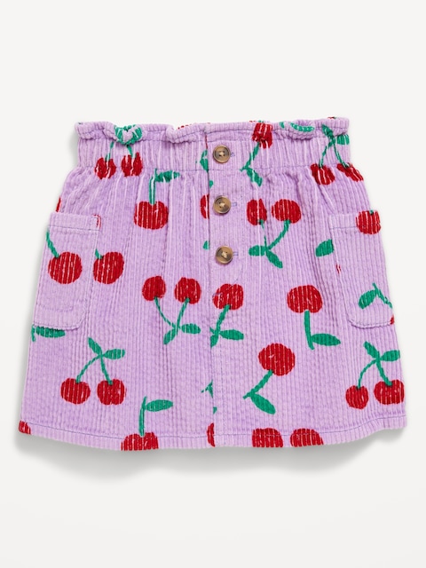 Jupe en velours côtelé à motif avec poche pour toute-petite fille - Violet À Motif De Cerises