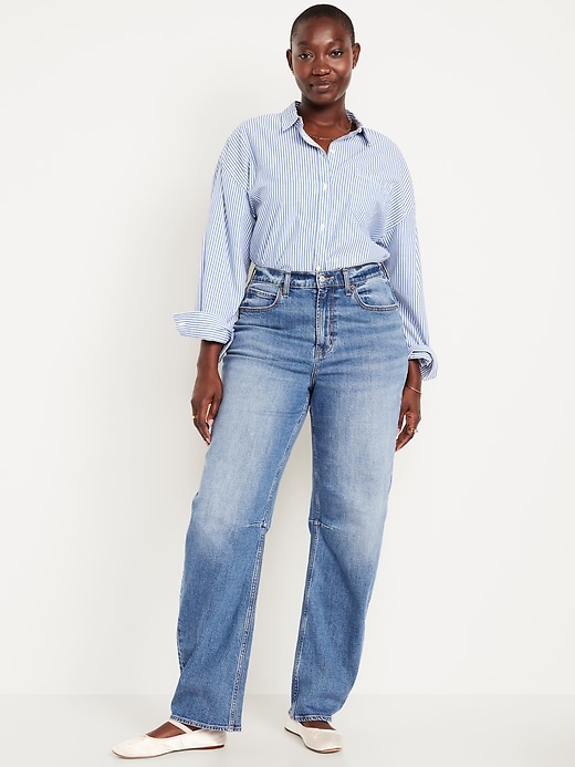 Image number 4 showing, High-Waisted Baggy Barrel Jeans