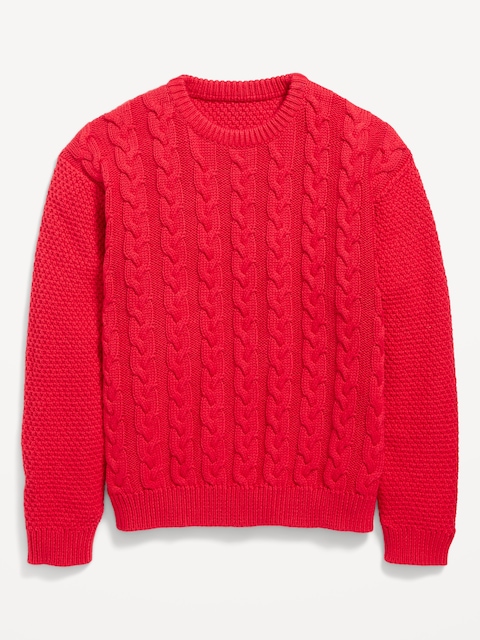 Long-Sleeve Cable-Knit Sweater for Boys - Sanguine