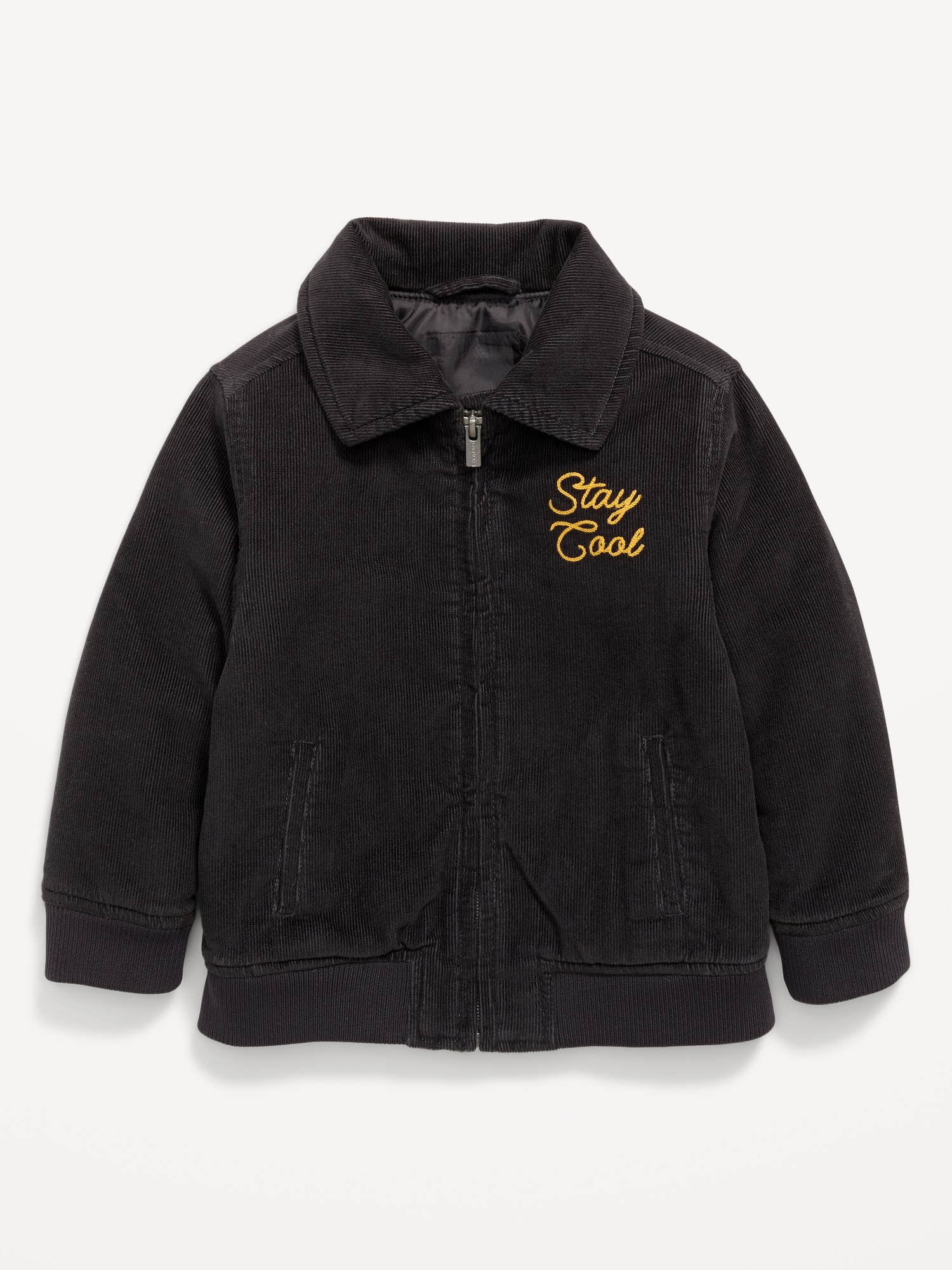 Corduroy Full Zip Embroidered Bomber Jacket for Toddler Boys