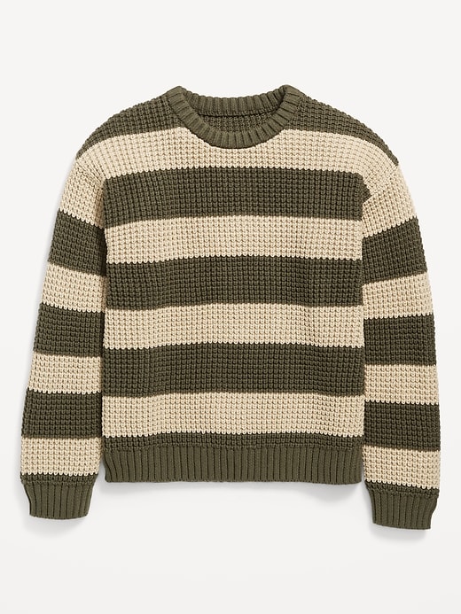 Image number 1 showing, Loose Striped Crew-Neck Sweater for Boys