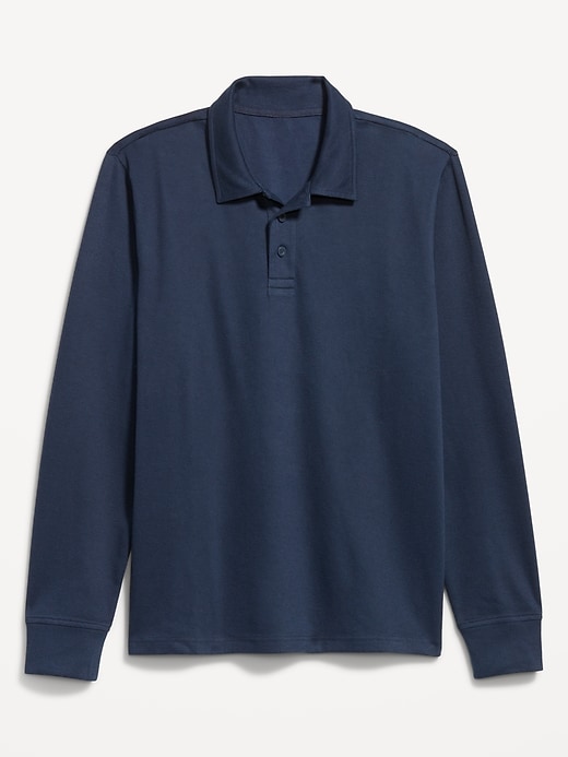 L'image numéro 4 présente Polo en tricot côtelé à manches longues