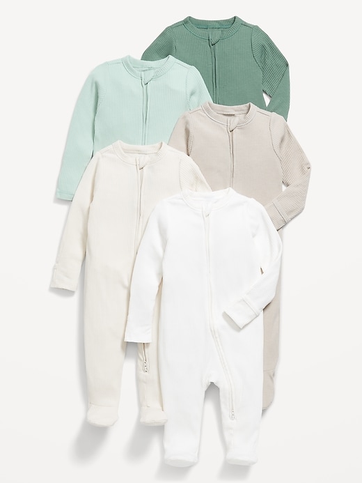 View large product image 1 of 4. 2-Way-Zip Sleep & Play Footed One-Piece 5-Pack for Baby
