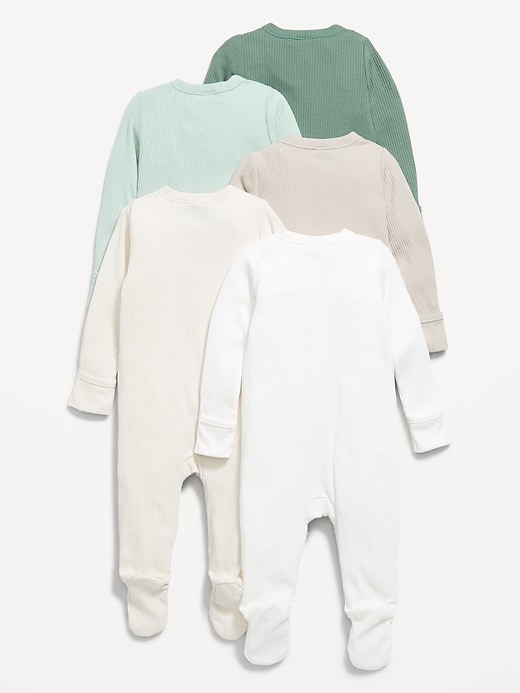 View large product image 2 of 4. 2-Way-Zip Sleep & Play Footed One-Piece 5-Pack for Baby