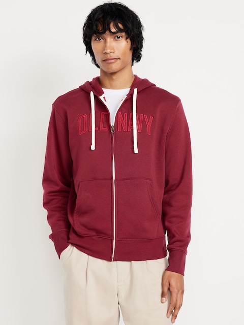 Loose Logo Zip Hoodie - Red Red Wine