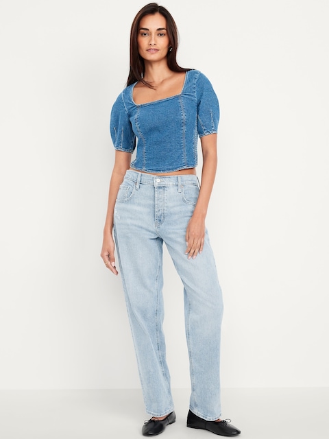 Jean coupe droite détendue à taille basse moyenne