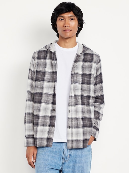Image number 1 showing, Hooded Plaid Flannel Shirt