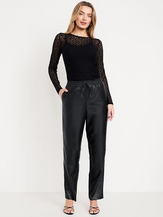 Image number 1 showing, High-Waisted Billie Faux-Leather Ankle Trouser