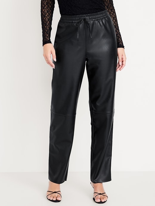 Image number 2 showing, High-Waisted Billie Faux-Leather Ankle Trouser