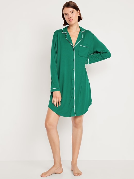Image number 1 showing, Long-Sleeve Knit Sleep Shirt