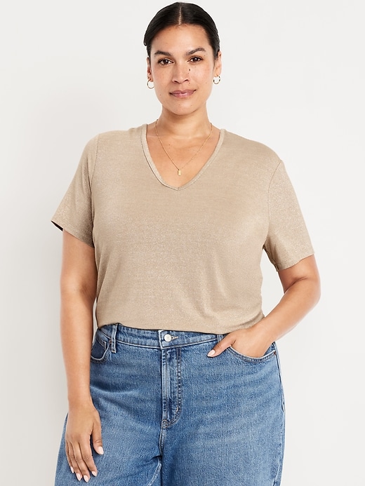 Image number 6 showing, Luxe V-Neck Shine T-Shirt