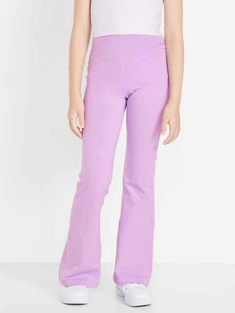 High-Waisted PowerChill Crossover Flared Leggings for Girls - Clary Sage