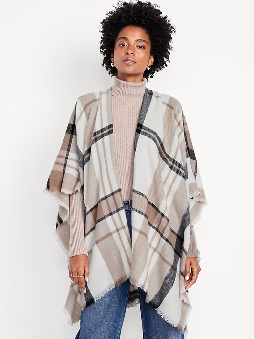 Image number 1 showing, Flannel Fringe Poncho