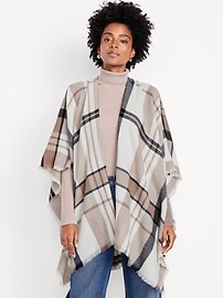 Image number 1 showing, Flannel Fringe Poncho