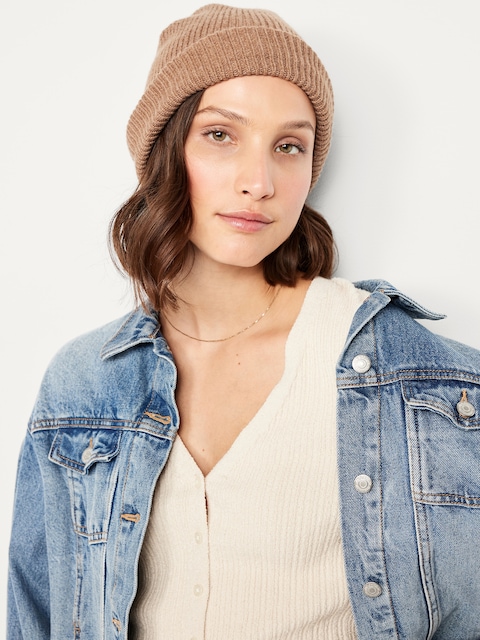 Rib-Knit Cuffed Beanie for Women