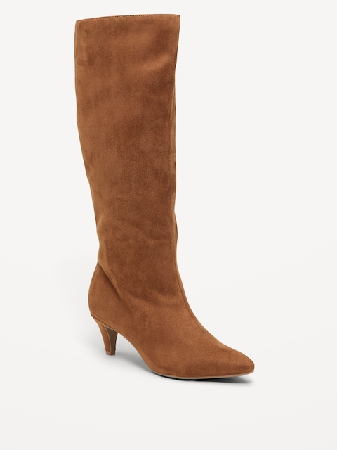 Bottines à talon bobine en suédine pour femme - Taupe Chaud