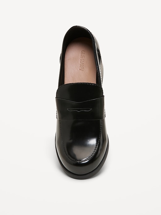 Image number 2 showing, Faux-Leather Heeled Loafers for Women