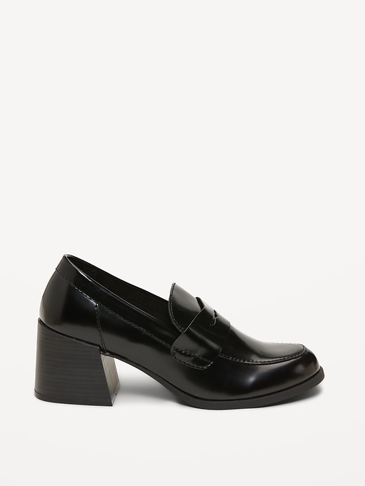 Image number 3 showing, Faux-Leather Heeled Loafers for Women