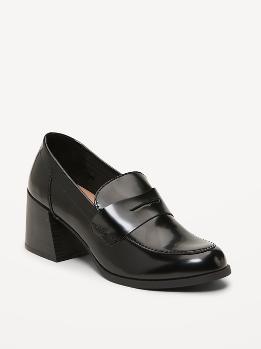 Image number 1 showing, Faux-Leather Heeled Loafers for Women