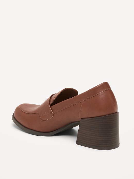 Image number 4 showing, Faux-Leather Heeled Loafers for Women