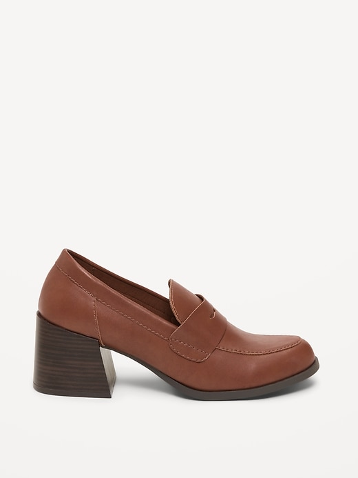 Image number 3 showing, Faux-Leather Heeled Loafers for Women