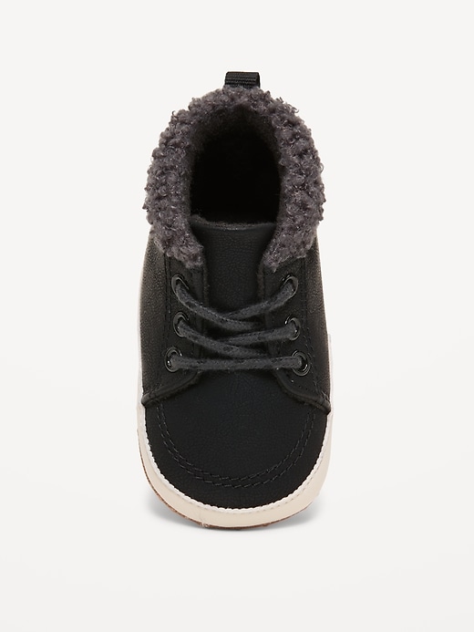 Image number 2 showing, Faux-Leather Sherpa Booties for Baby