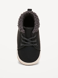 Image number 2 showing, Faux-Leather Sherpa Booties for Baby