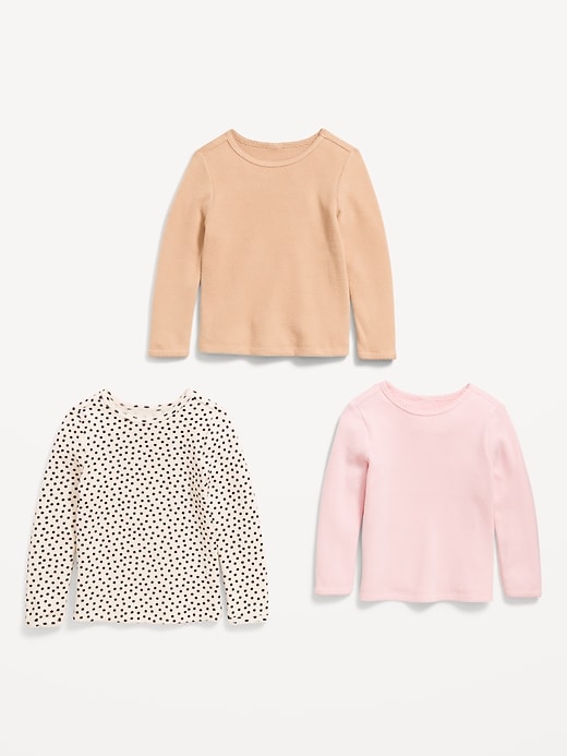 Image number 3 showing, Long-Sleeve Waffle-Knit T-Shirt 3-Pack for Toddler Girls