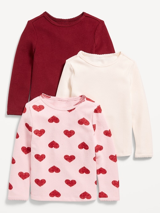 Image number 1 showing, Long-Sleeve Waffle-Knit T-Shirt 3-Pack for Toddler Girls