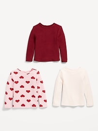 Image number 2 showing, Long-Sleeve Waffle-Knit T-Shirt 3-Pack for Toddler Girls