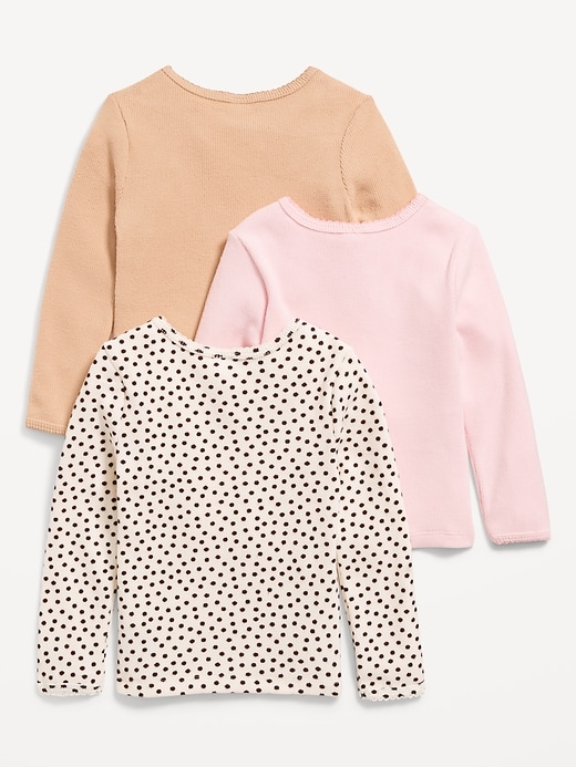 Image number 2 showing, Long-Sleeve Waffle-Knit T-Shirt 3-Pack for Toddler Girls