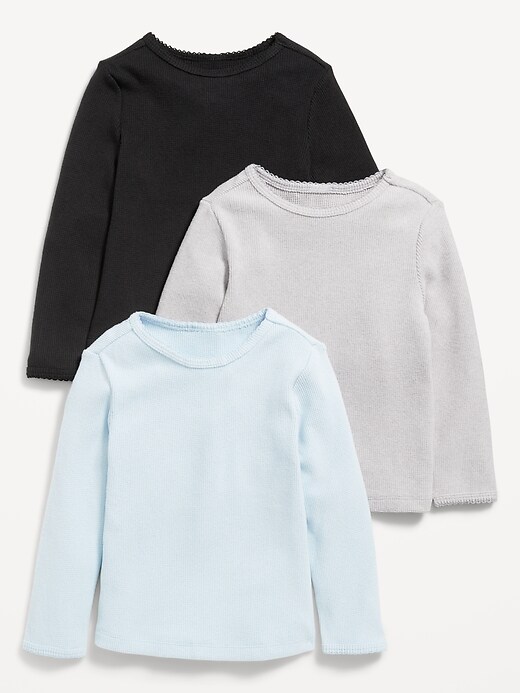 Image number 1 showing, Long-Sleeve Waffle-Knit T-Shirt 3-Pack for Toddler Girls