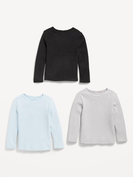 Image number 2 showing, Long-Sleeve Waffle-Knit T-Shirt 3-Pack for Toddler Girls
