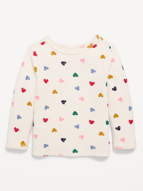 T-shirt douillet gaufré à motif à manches longues pour toute-petite fille