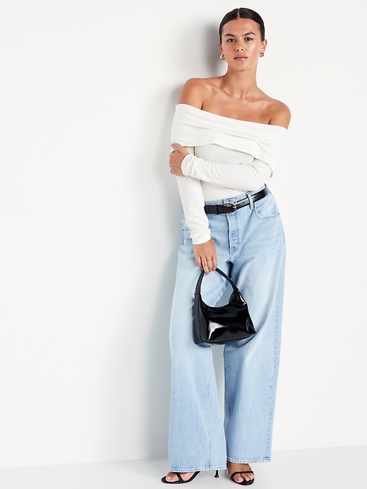 Image number 3 showing, Off-Shoulder Long-Sleeve Ribbed Top